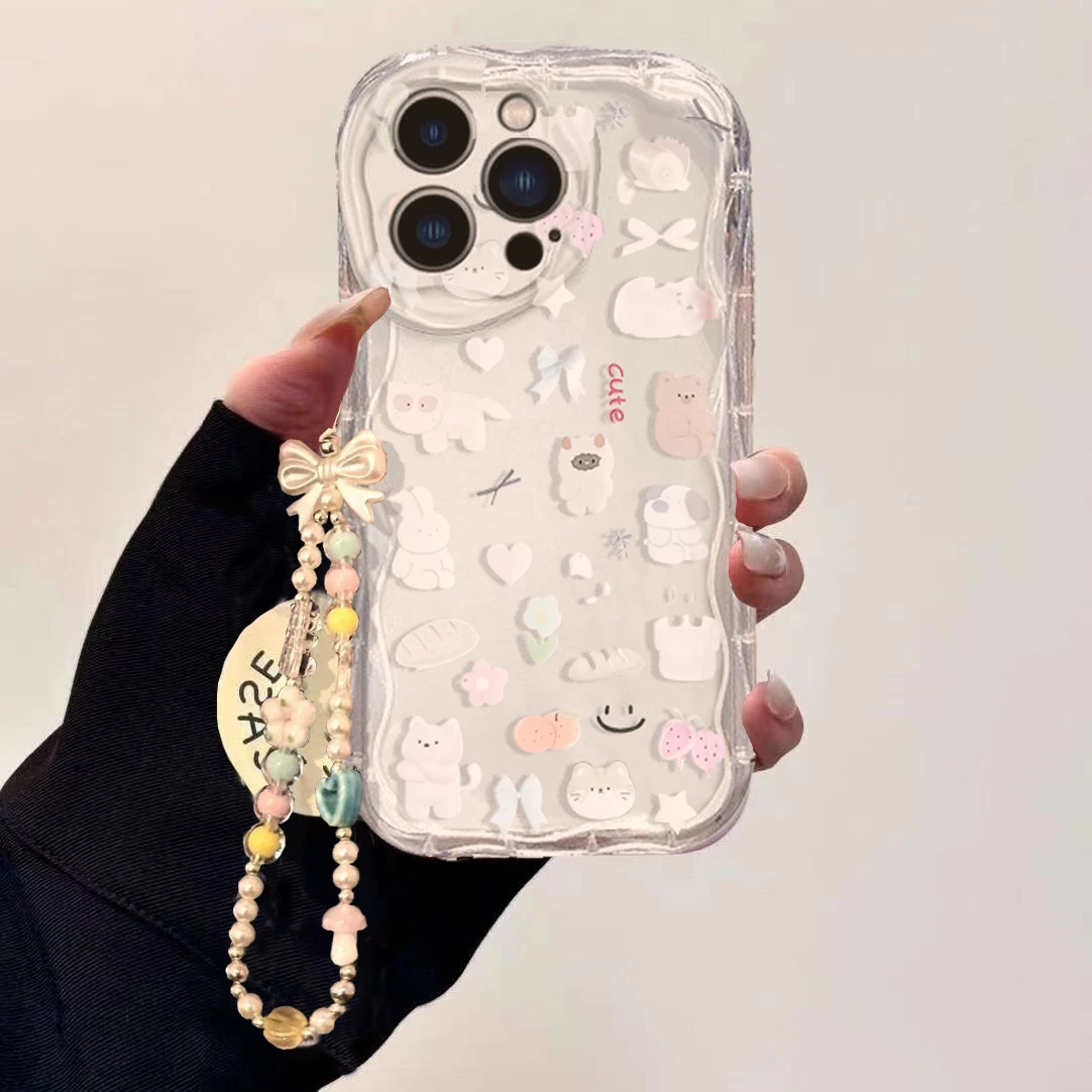 Cute Cat Bow Wrist Chain Case  - Cute Cartoon Wrist Strap Silicone Case review and price