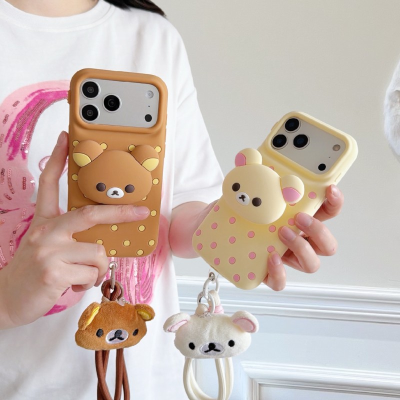 3D Rilakkuma Bear Polka Dot Si - Cute Cartoon Wrist Strap Silicone Case review and price
